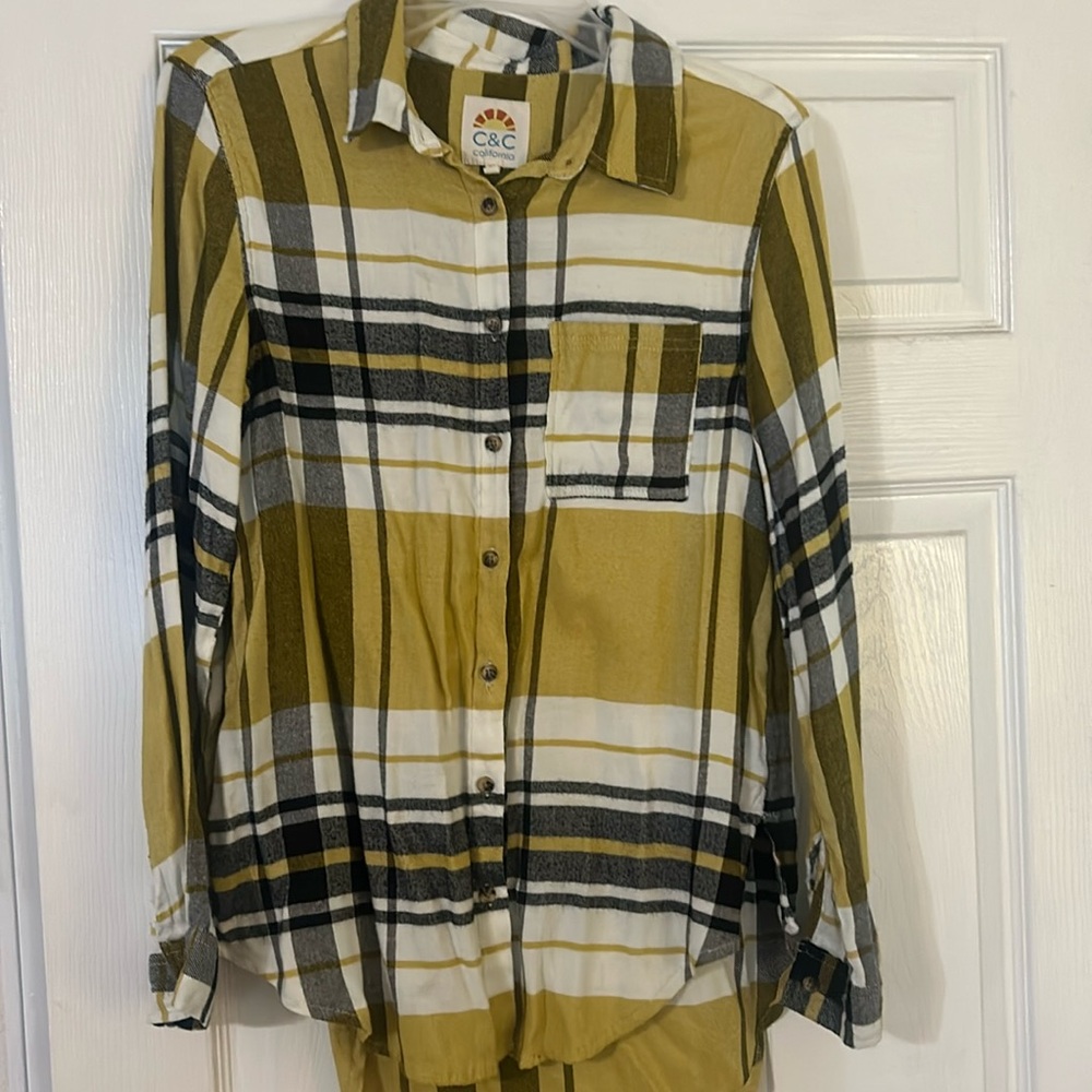 Plaid button down size M